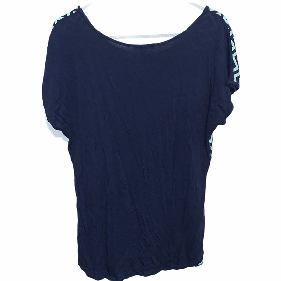 Espresso Chevron Navy Mint Striped Blouse Size L - Picture 4 of 4